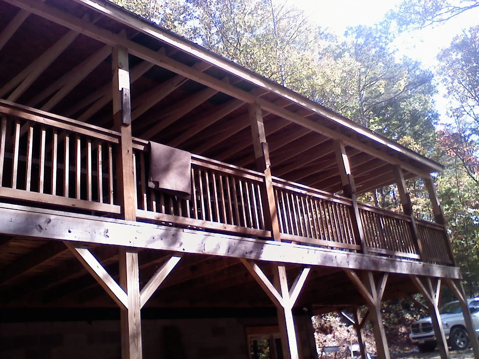 Timber framing under a new elevated porch and deck — Roof Leak Repair in Willingboro by Roofing Brothers